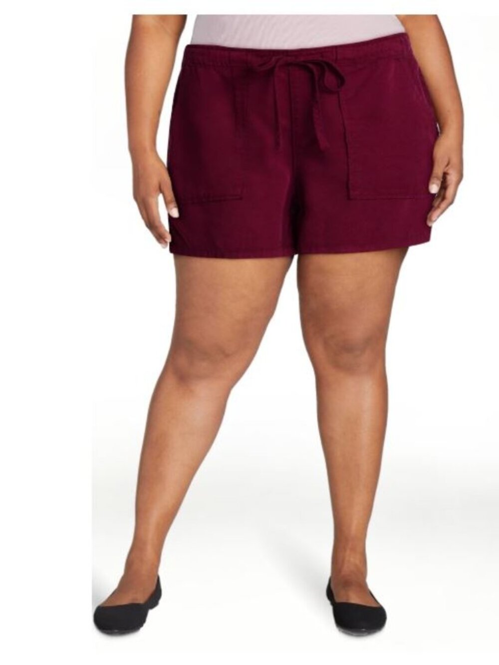 Time and Tru Women's Soft Utility Shorts, Rich Burgundy, 4 in Inseam, Size XXXL
